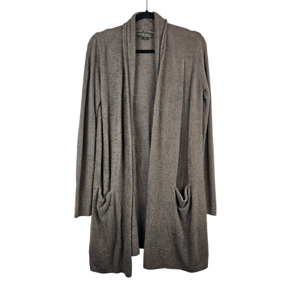 Barefoot Dreams Bamboo Chic Lite Cardigan Gray Open Front Shawl Collar Small